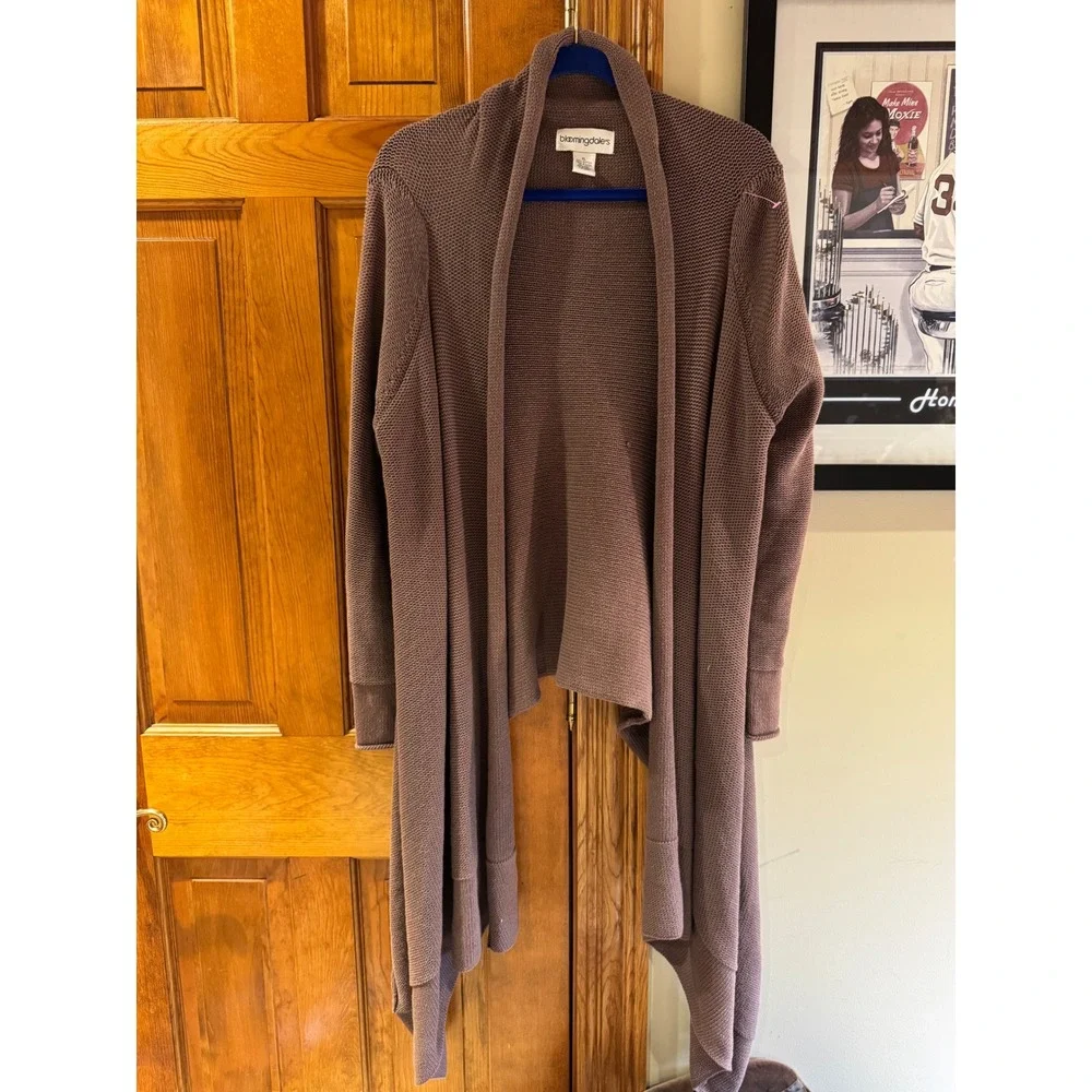 Bloomingdale's‎ Open Front Cardigan Taupe Drape Coatigan Womens XL